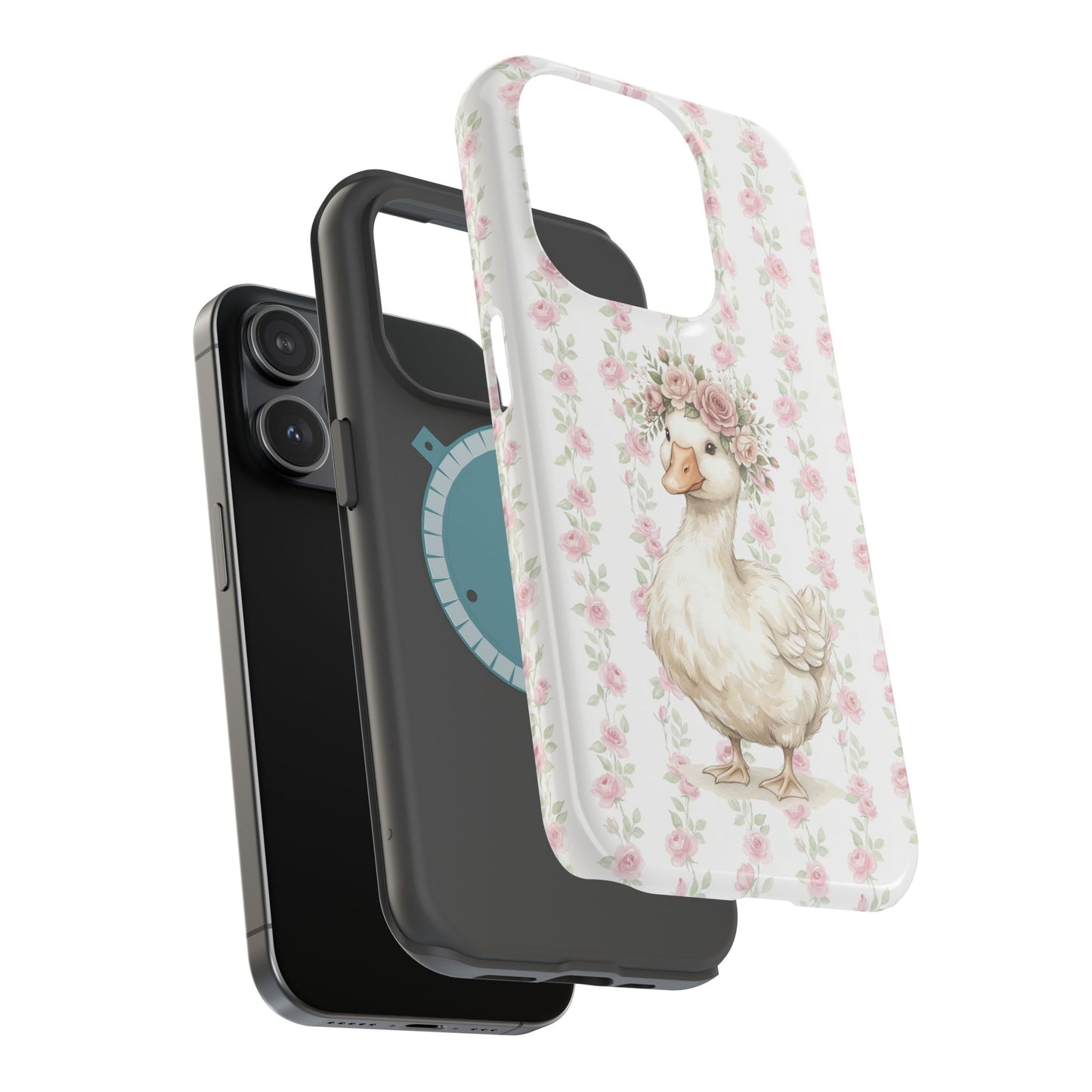 Coquette Floral Goose Phone Case – Vintage Flower Pattern Aesthetic Case for iPhone & Samsung Galaxy