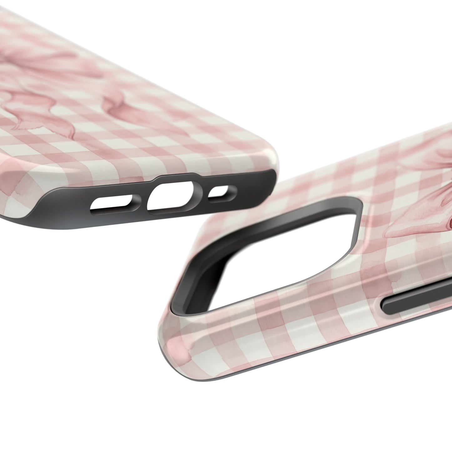 Coquette Bow Phone Case – Pink Gingham Ribbon Aesthetic Case for iPhone & Samsung Galaxy