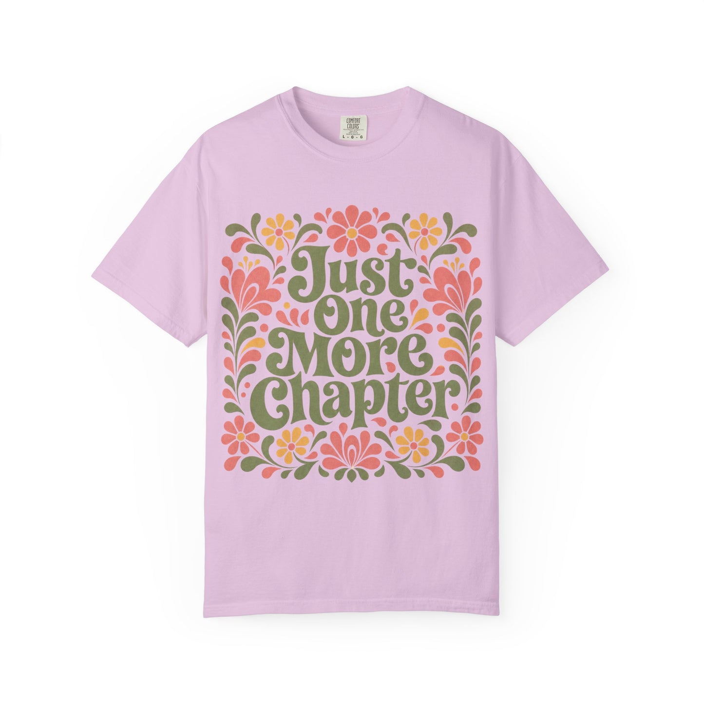 One More Chapter Floral T-Shirt – Cozy Book Lover Graphic Tee on Comfort Colors