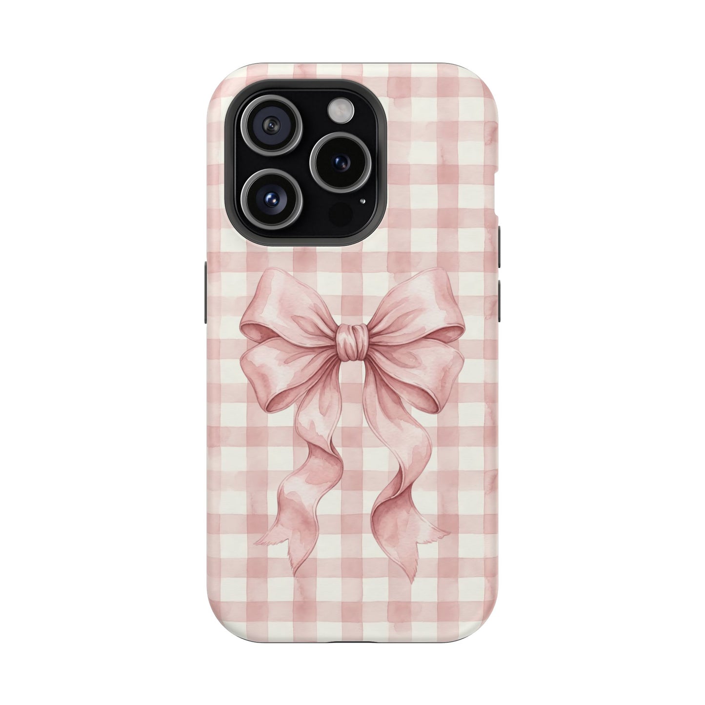 Coquette Bow Phone Case – Pink Gingham Ribbon Aesthetic Case for iPhone & Samsung Galaxy
