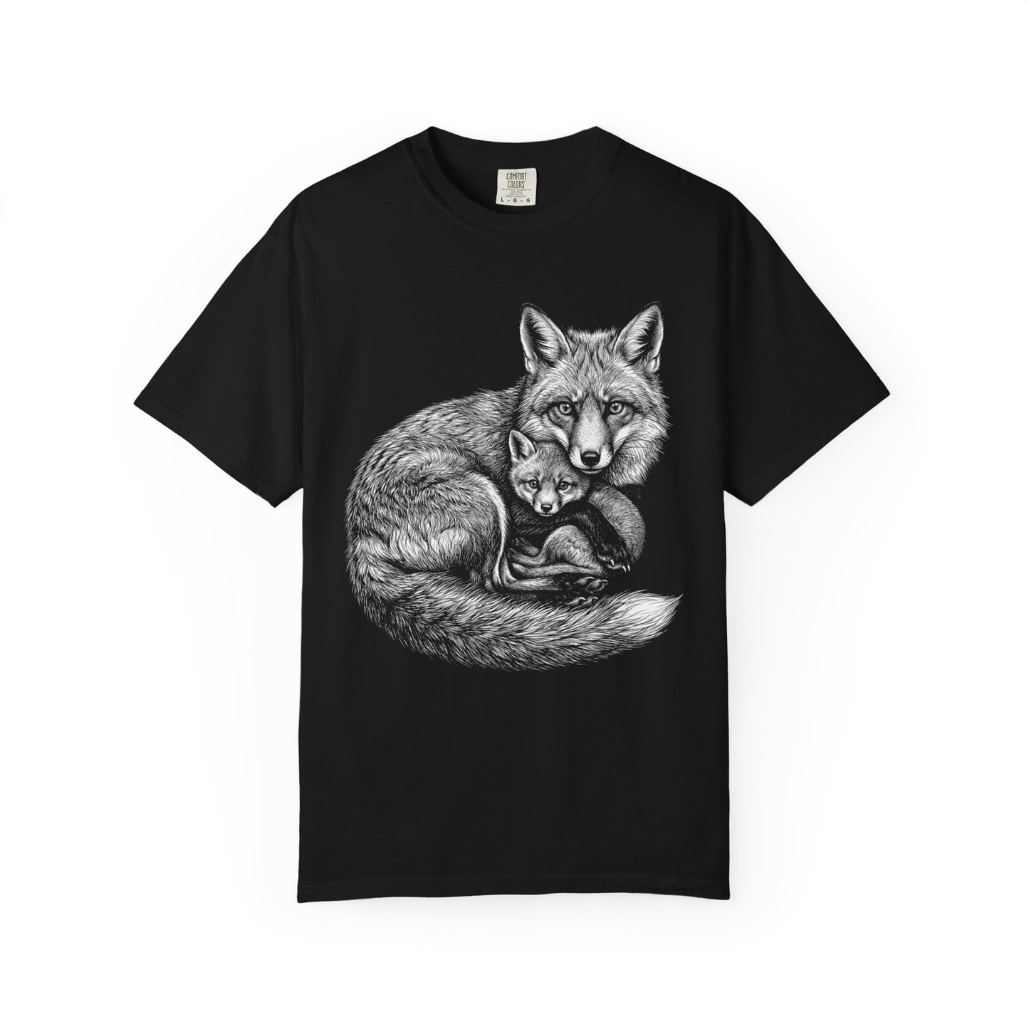 Whimsical Fox T-Shirt – Cottagecore Mama & Baby Fox Graphic Tee on Comfort Colors for Nature Lovers