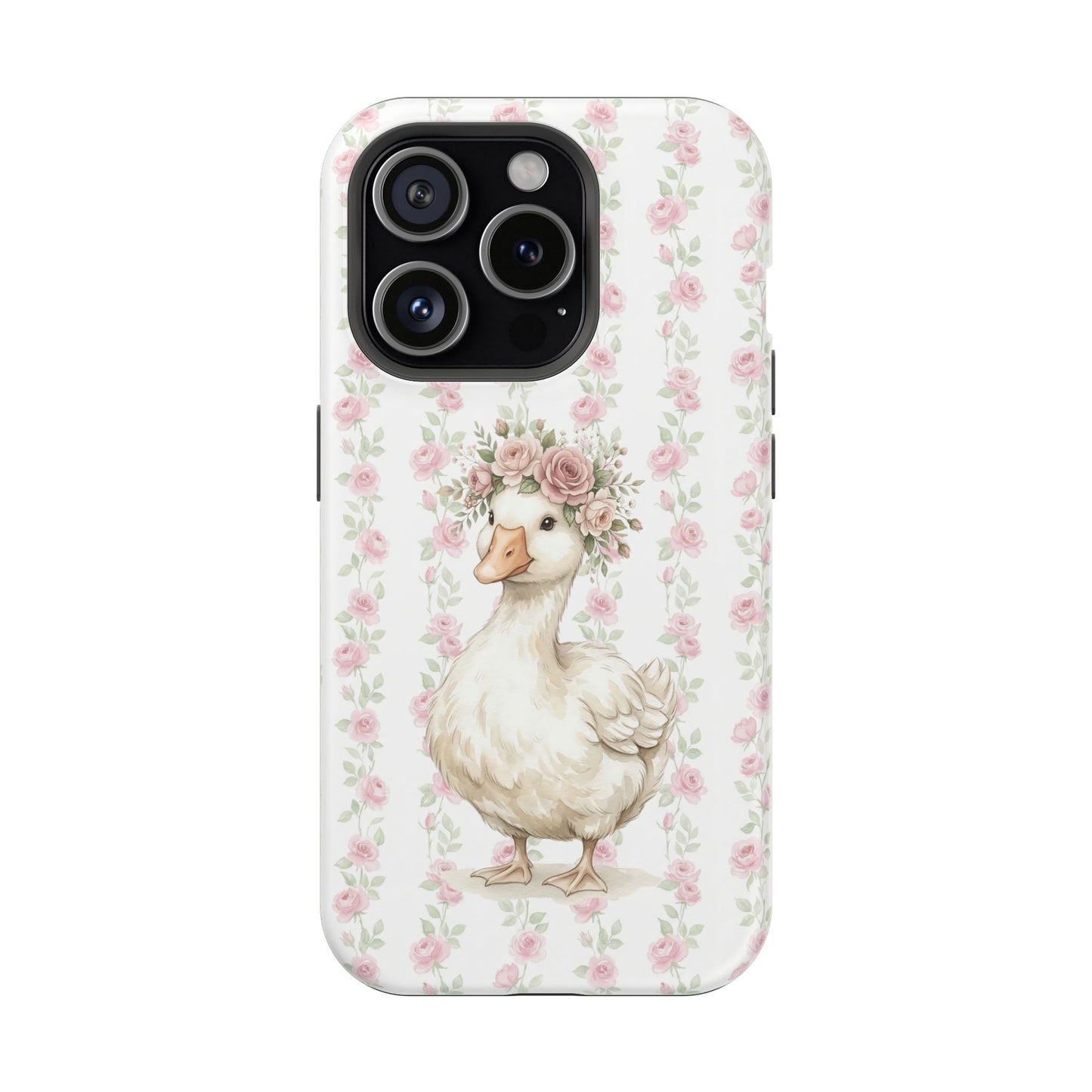 Coquette Floral Goose Phone Case – Vintage Flower Pattern Aesthetic Case for iPhone & Samsung Galaxy