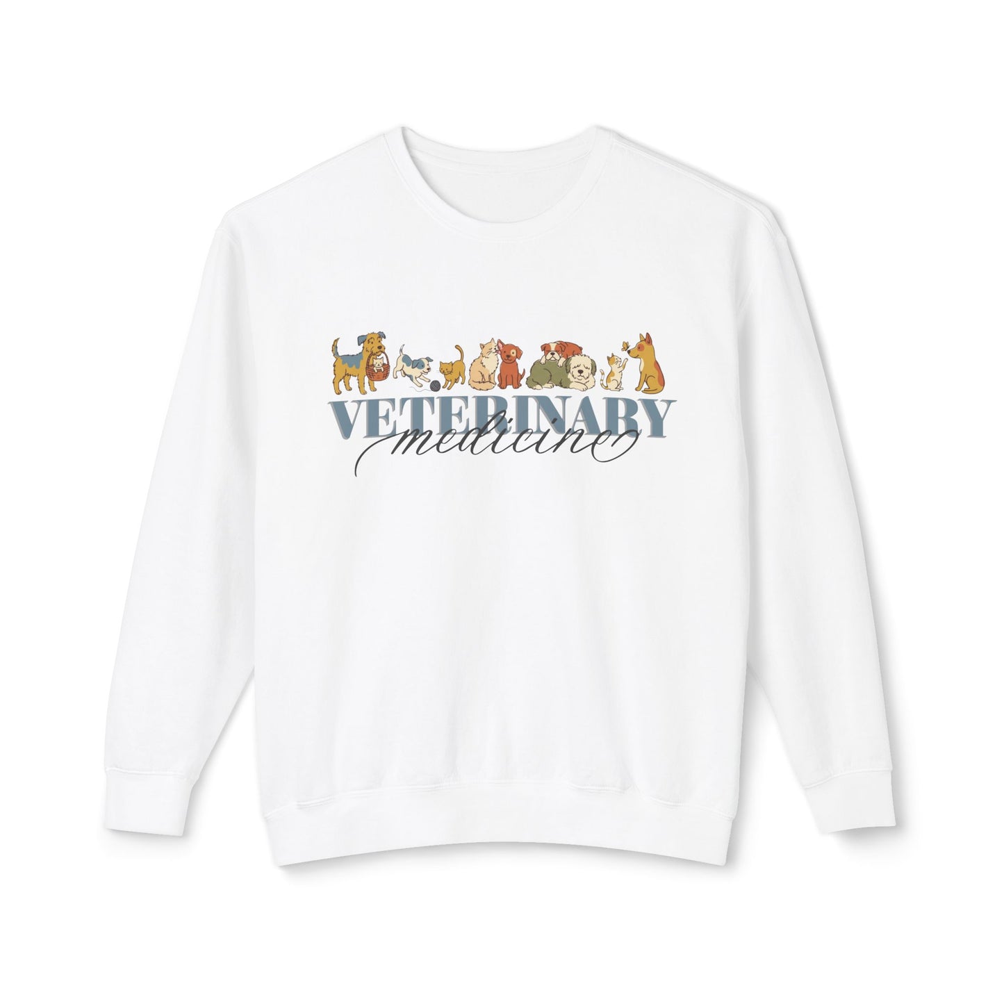 Veterinary Medicine Sweatshirt – Dog & Cat Graphic Crewneck on Comfort Colors for Vet Techs