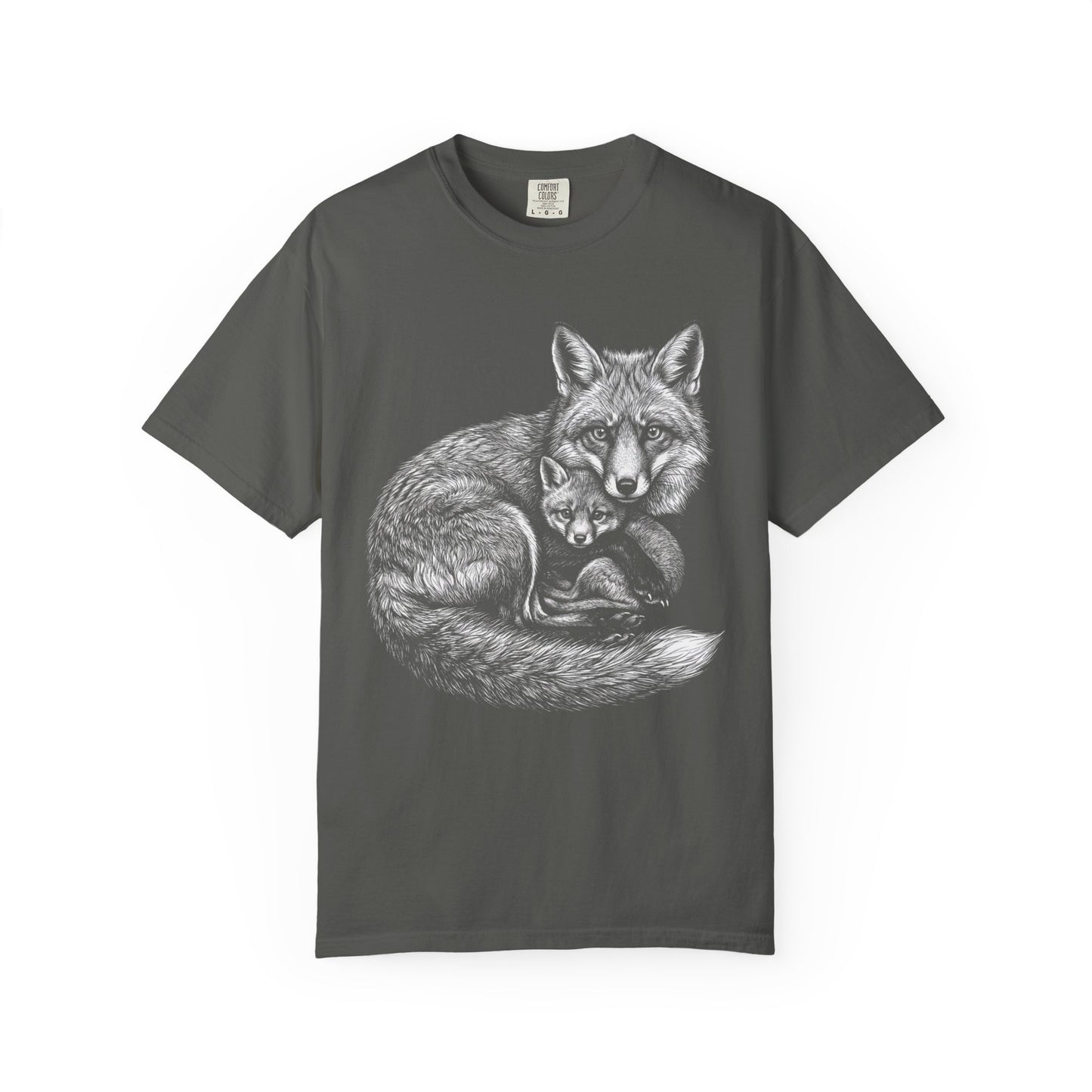 Whimsical Fox T-Shirt – Cottagecore Mama & Baby Fox Graphic Tee on Comfort Colors for Nature Lovers