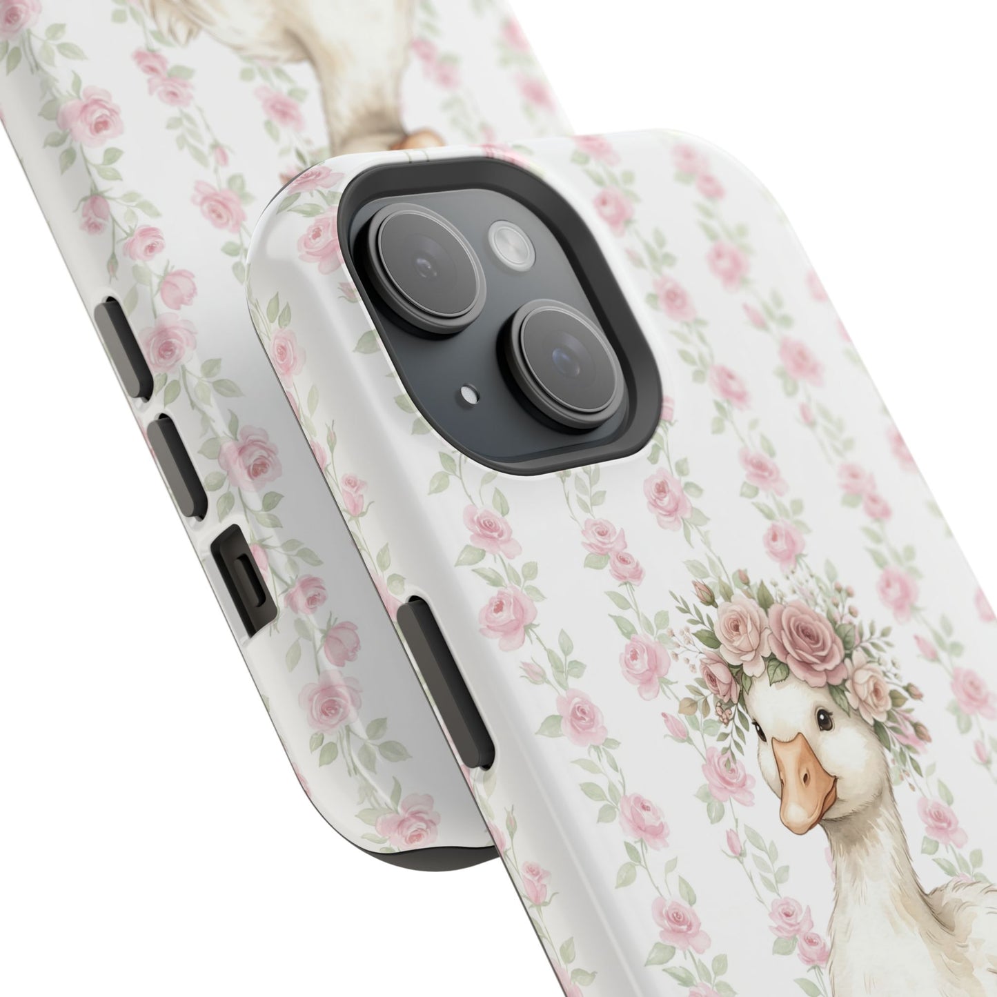 Coquette Floral Goose Phone Case – Vintage Flower Pattern Aesthetic Case for iPhone & Samsung Galaxy