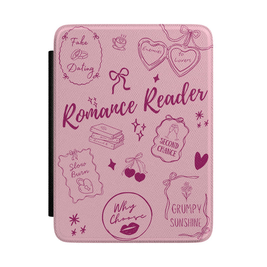 Romance Reader Kindle Case – Pink Book Tropes Aesthetic E-Reader Cover for Romance Lovers